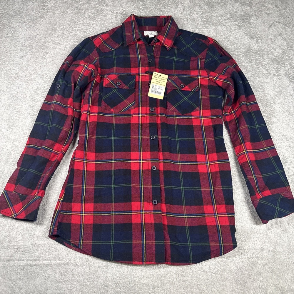 Matchstick Argus Multicolor Plaid‎ Flannel Shirt Women's Size XS New